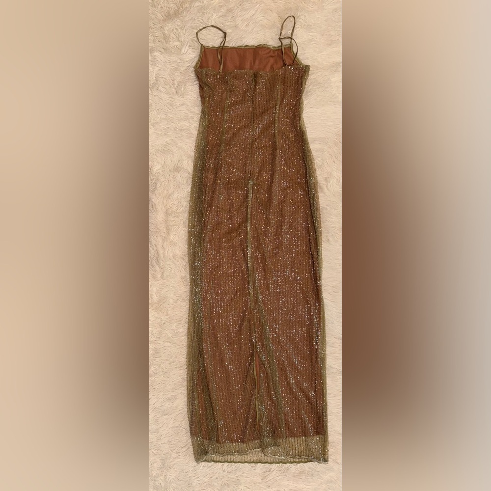 NWOT House of CB 'Alondra' Cafe Au Lait Beaded Maxi Dress sz L - Picture 10 of 14